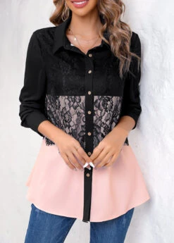 Plus Size Long Sleeve Shirt Collar Blouse -Rosewe Promotion Store 317495 P 16730871806844