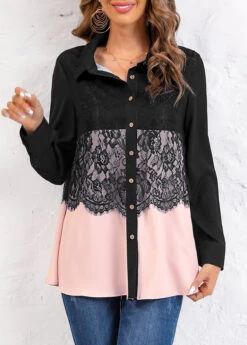 Plus Size Long Sleeve Shirt Collar Blouse -Rosewe Promotion Store 317495 P 16730871809435