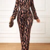 Geometric Print Cut Out Belted Dark Coffee Jumpsuit 2 Geometric Print Cut Out Belted Dark Coffee Jumpsuit -Rosewe Promotion Store 317614 P 16696337265410