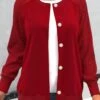 Lace Panel Red Button Up Round Neck Cardigan -Rosewe Promotion Store 317756 P 1670563997014