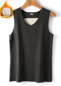 Black V Neck Patchwork Tank Top