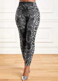 Snakeskin Print Grey High Waisted Leggings -Rosewe Promotion Store 318088 P 16669522737383