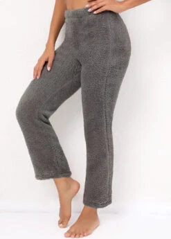 Grey Elastic Waist High Waisted Plush Pants -Rosewe Promotion Store 318101 P 16672874583692