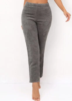 Grey Elastic Waist High Waisted Plush Pants -Rosewe Promotion Store 318101 P 16672874588773