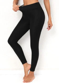 High Waisted Ankle Length Black Leggings -Rosewe Promotion Store 318261 P 16678059752302
