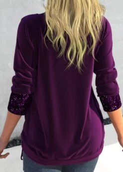 Plus Size Purple Long Sleeve T Shirt -Rosewe Promotion Store 318272 P 1670476252950
