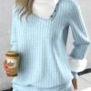Light Blue Asymmetrical Neck Long Sleeve Sweatshirt -Rosewe Promotion Store 318375 P 1666754329999