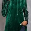 Drawstring Green Sequin Velvet Stitching Sweatshirt 2 Drawstring Green Sequin Velvet Stitching Sweatshirt -Rosewe Promotion Store 318484 P 1668414769969