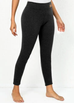 Dark Grey Marl Elastic Waist High Waisted Leggings -Rosewe Promotion Store 318495 P 16680614733082