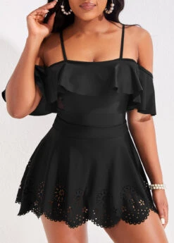 Hollow High Waisted Black Swim Skirt -Rosewe Promotion Store 318502 P 16711017806284