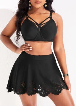 Hollow High Waisted Black Swim Skirt -Rosewe Promotion Store 318502 P 16711017806583