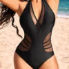 Mesh Patchwork Black One Piece Swimwear -Rosewe Promotion Store 318527 P 16704631059900