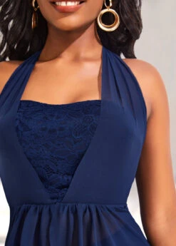 High Waisted Lace Navy Swimdress And Panty -Rosewe Promotion Store 318534 P 16718813977405