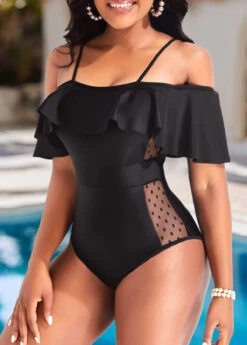 Flounce Lace Black One Piece Swimwear 9 Flounce Lace Black One Piece Swimwear -Rosewe Promotion Store 318547 P 16717921270143