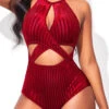 Cutout Criss Cross Wine Red One Piece Swimwear -Rosewe Promotion Store 318613 P 16693710920610