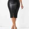 Split Elastic Waist Black Bodycon Skirt -Rosewe Promotion Store 318780 P 16675283822550