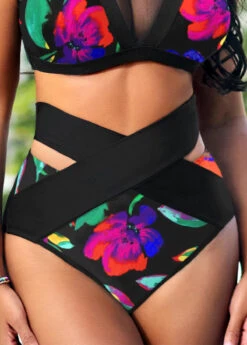 High Waisted Multi Color Floral Print Bikini Bottom -Rosewe Promotion Store 319124 P 1671428816380