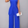 Sleeveless Criss Cross Royal Blue Jumpsuit -Rosewe Promotion Store 319215 P 16704941550820