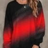Ombre Round Neck Red Long Sleeve Sweatshirt -Rosewe Promotion Store 319291 P 1667885561518