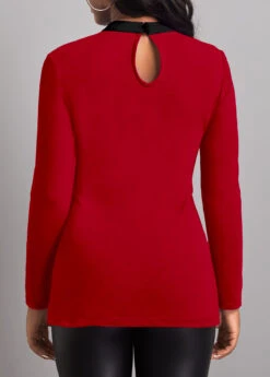 Fake 2in1 Lace Stitching Red T Shirt -Rosewe Promotion Store 319388 P 1667984066276