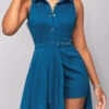Peacock Blue Sleeveless Snap Button Romper -Rosewe Promotion Store 319447 P 16704931083280