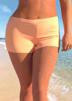 Mid Waisted Orange Plus Size Swim Shorts