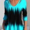 Plus Size Cyan Ombre Long Sleeve T Shirt -Rosewe Promotion Store 319791 P 1668406768380