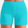 High Waisted Neon Blue Plus Size Swim Shorts -Rosewe Promotion Store 319921 P 16739419663410