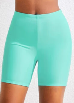 High Waisted Mint Green Stretch Swim Shorts