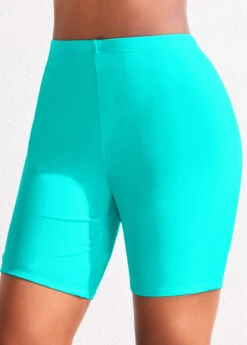 High Waisted Cyan Plus Size Swim Shorts -Rosewe Promotion Store 319925 P 16738684239342