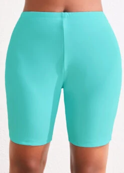 High Waisted Mint Green Plus Size Swim Shorts
