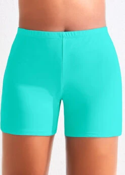 High Waisted Cyan Plus Size Swimwear Shorts