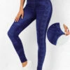 Printed Denim Blue High Waisted Leggings -Rosewe Promotion Store 320035 P 16687644467130