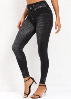 Black Skinny Ankle Length High Waisted Leggings -Rosewe Promotion Store 320037 P 16699503463613