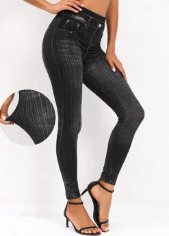 Black Skinny Ankle Length High Waisted Leggings