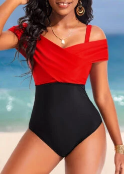 Contrast Criss Cross Black One Piece Swimwear 10 Contrast Criss Cross Black One Piece Swimwear -Rosewe Promotion Store 320084 P 16721391740183