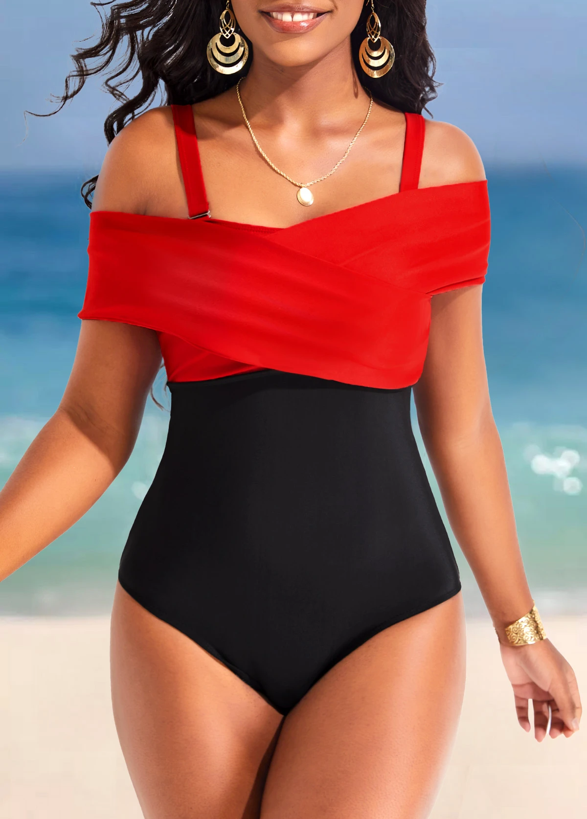 Contrast Criss Cross Black One Piece Swimwear 7 Contrast Criss Cross Black One Piece Swimwear - Image 5