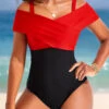 Contrast Criss Cross Black One Piece Swimwear -Rosewe Promotion Store 320084 P 16721391743350