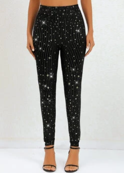 Black Galaxy High Waisted Ankle Length Leggings -Rosewe Promotion Store 320242 P 16699452883772