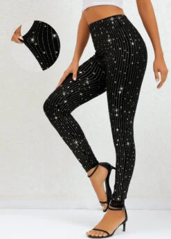 Black Galaxy High Waisted Ankle Length Leggings