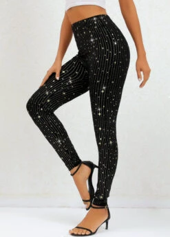 Black Galaxy High Waisted Ankle Length Leggings -Rosewe Promotion Store 320242 P 16699452887893
