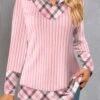 Plaid Fake 2in1 Pink Shirt Collar Blouse -Rosewe Promotion Store 320496 P 1669189829902