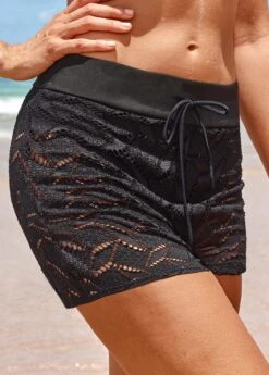 Lace Mid Waisted Black Beach Shorts -Rosewe Promotion Store 320549 P 16750800892212