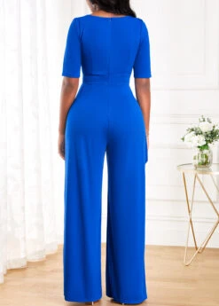 Ruffle Long Heart Collar Half Sleeve Blue Jumpsuit 8 Ruffle Long Heart Collar Half Sleeve Blue Jumpsuit -Rosewe Promotion Store 320733 P 16721284933711