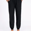 Drawstring Black High Waisted Belted Pants