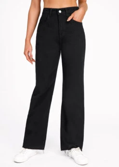 Pocket Black Button Fly High Waisted Jeans