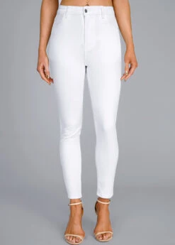 White Button Fly High Waisted Leggings -Rosewe Promotion Store 320782 P 16710213117523
