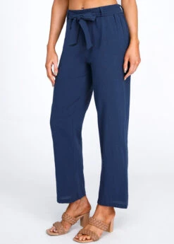 Bowknot Belted Navy High Waisted Pants -Rosewe Promotion Store 320791 P 16734056673343