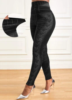 High Waisted Black Ankle Length Leggings