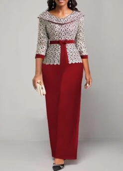 Wine Red Ankle Length Embroidery V Neck Jumpsuit -Rosewe Promotion Store 320976 P 1669798421879